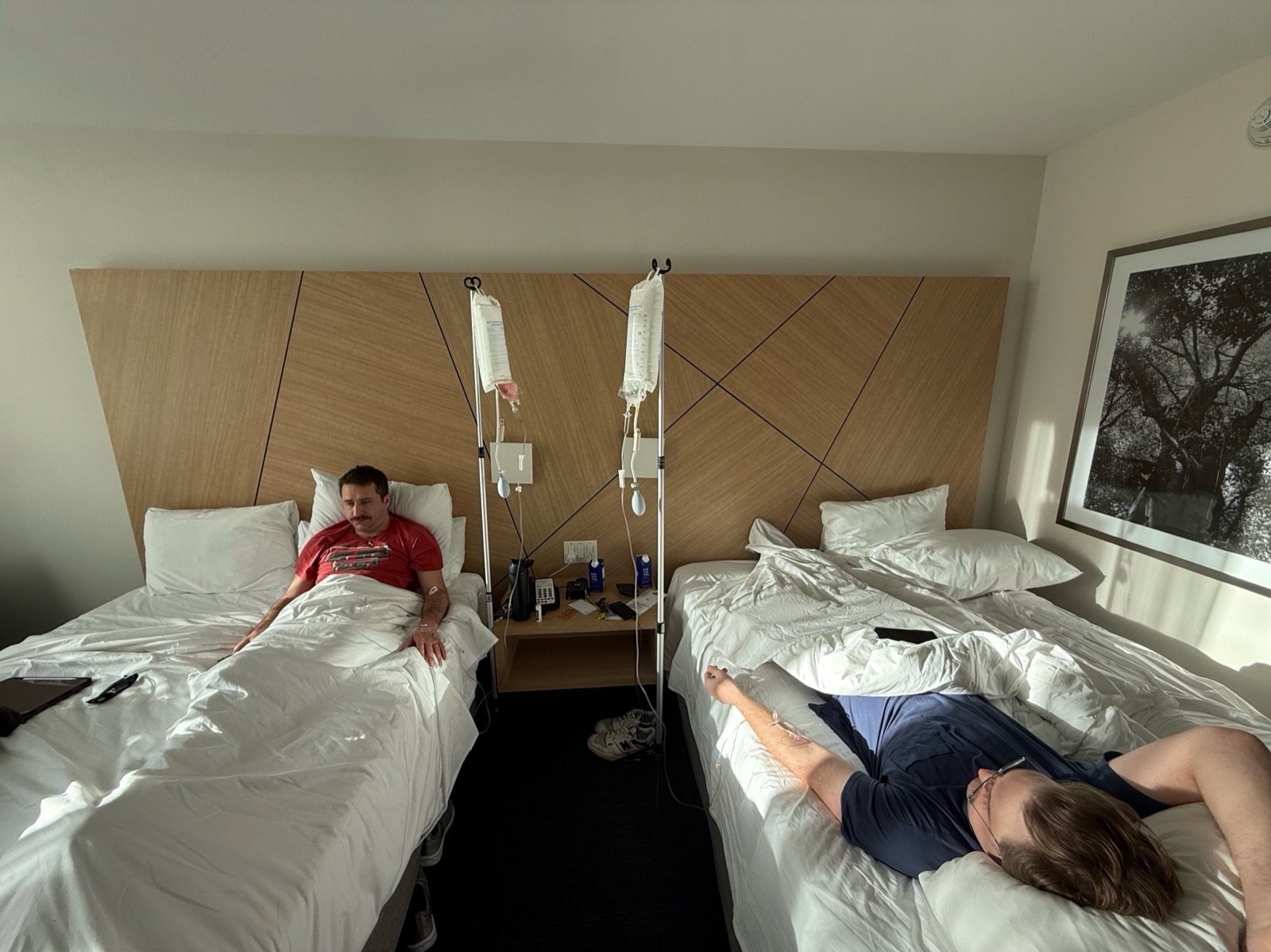 Two clients, one hotel visit